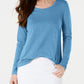 Blusa de manga comprida com gola redonda Style &amp; Co, azul, tamanho P