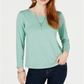 Blusa de manga comprida com gola redonda Style &amp; Co, azul, tamanho P