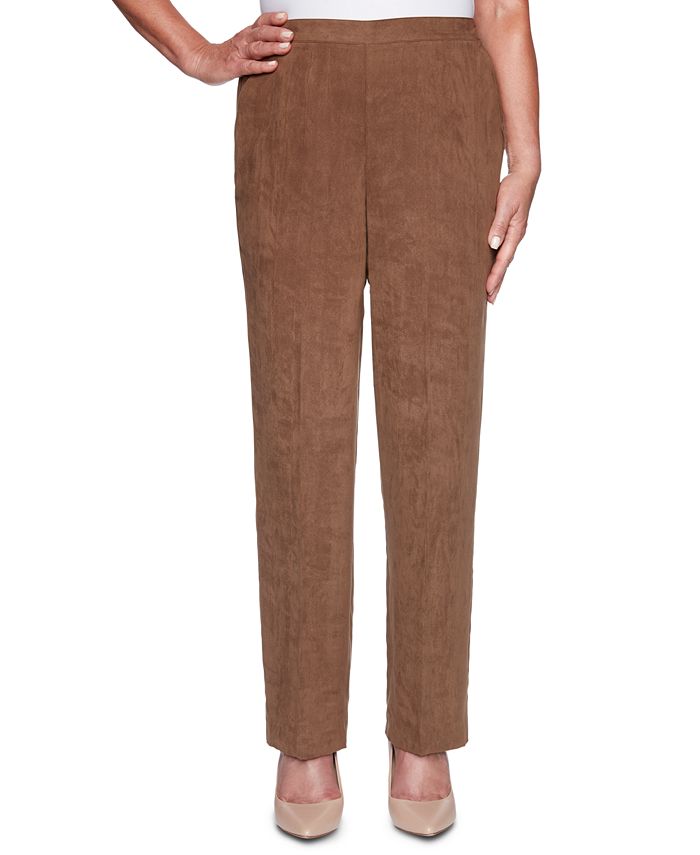 Calça social feminina Alfred Dunner WALNUT - Calça de camurça sintética Walnut - Plus Brown Tamanho 16P