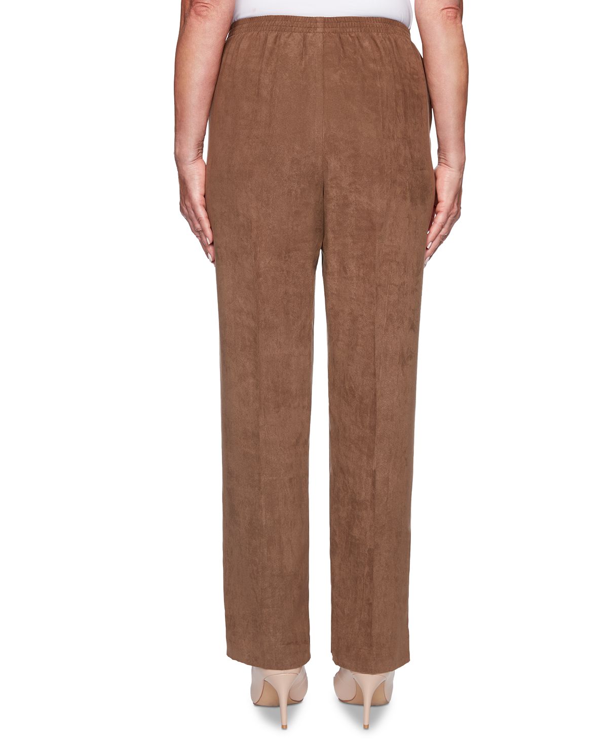 Calça social feminina Alfred Dunner WALNUT - Calça de camurça sintética Walnut - Plus Brown Tamanho 16P