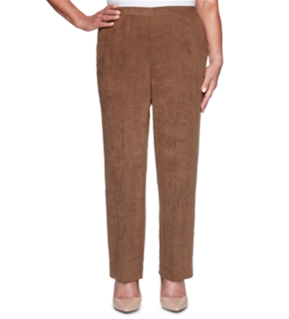 Calça social feminina Alfred Dunner WALNUT - Calça de camurça sintética Walnut - Plus Brown Tamanho 16P