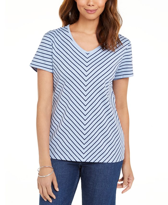 Blusa Karen Scott Listrada Cinza Tamanho P