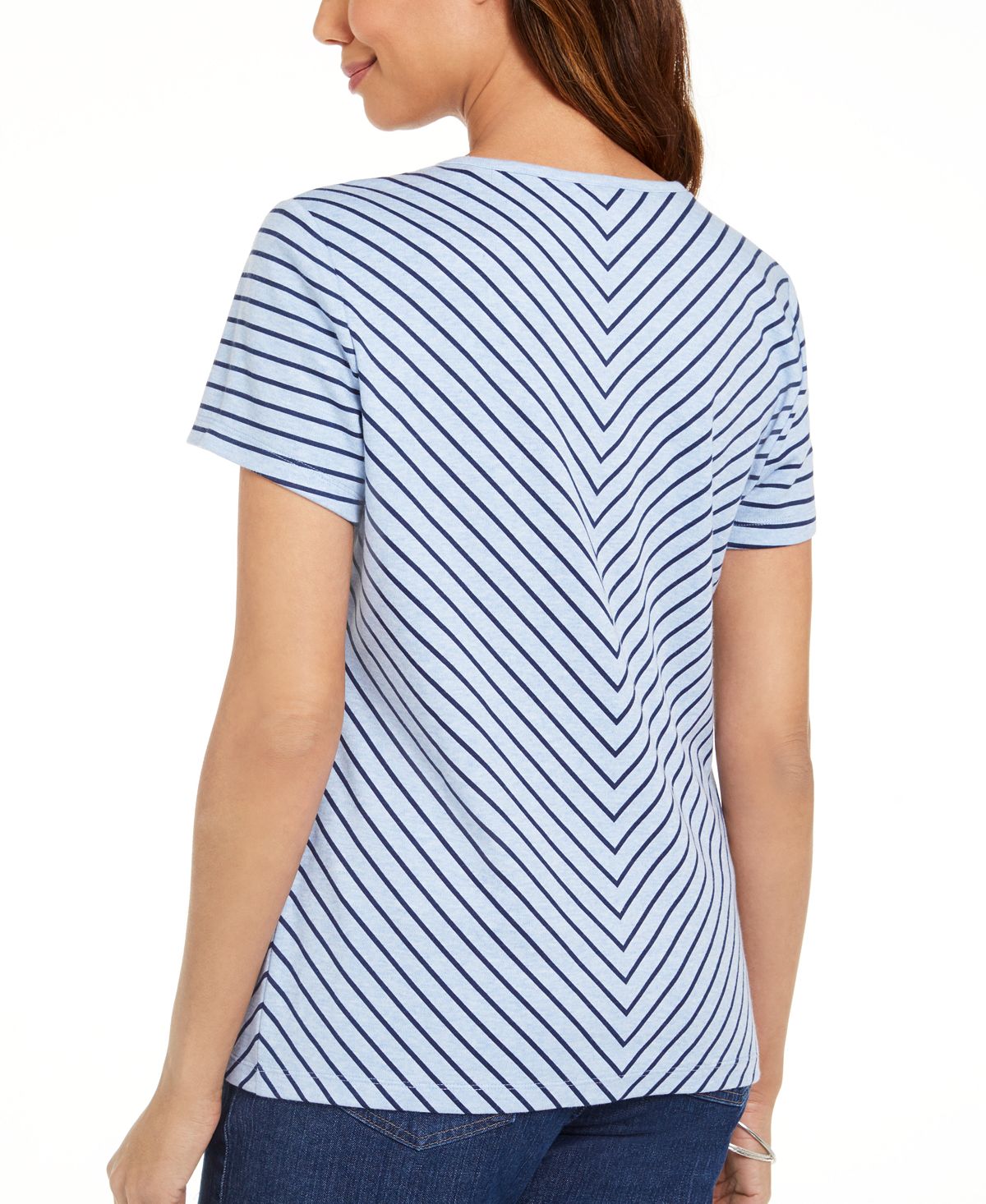 Blusa Karen Scott Listrada Cinza Tamanho P