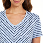 Blusa Karen Scott Listrada Cinza Tamanho P