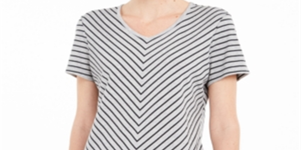Blusa Karen Scott Listrada Cinza Tamanho P