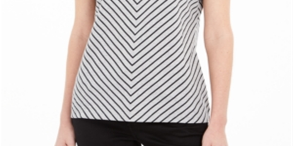Blusa Karen Scott Listrada Cinza Tamanho P