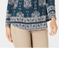 Blusa feminina estilo &amp; co azul-petróleo ikat manga comprida decote redondo verde tamanho pequeno pequeno