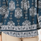 Blusa feminina estilo &amp; co azul-petróleo ikat manga comprida decote redondo verde tamanho pequeno pequeno