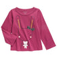 Camiseta infantil First Impressions Baby Girls Cotton Bunny &amp; Bear - Magenta Rose Purple Tamanho 12M