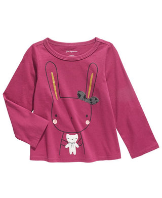 Camiseta infantil First Impressions Baby Girls Cotton Bunny &amp; Bear - Magenta Rose Purple Tamanho 12M