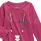 Camiseta infantil First Impressions Baby Girls Cotton Bunny &amp; Bear - Magenta Rose Purple Tamanho 12M