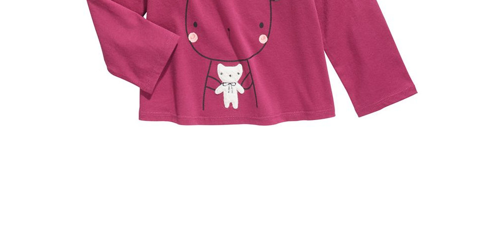 Camiseta infantil First Impressions Baby Girls Cotton Bunny &amp; Bear - Magenta Rose Purple Tamanho 12M