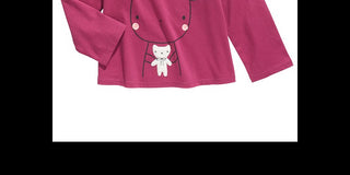 Camiseta infantil First Impressions Baby Girls Cotton Bunny &amp; Bear - Magenta Rose Purple Tamanho 12M