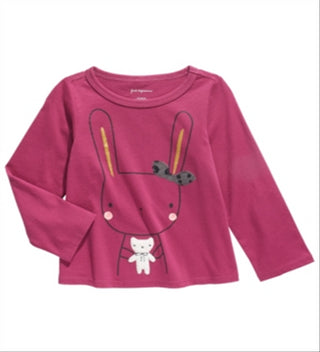 Camiseta infantil First Impressions Baby Girls Cotton Bunny &amp; Bear - Magenta Rose Purple Tamanho 12M