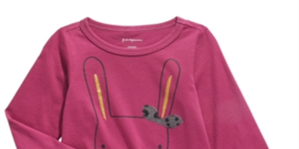 Camiseta infantil First Impressions Baby Girls Cotton Bunny &amp; Bear - Magenta Rose Purple Tamanho 12M