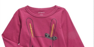 Camiseta infantil First Impressions Baby Girls Cotton Bunny &amp; Bear - Magenta Rose Purple Tamanho 12M