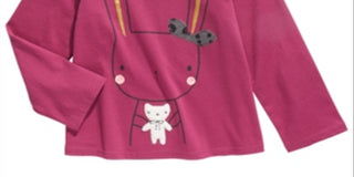 Camiseta infantil First Impressions Baby Girls Cotton Bunny &amp; Bear - Magenta Rose Purple Tamanho 12M