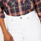 Polly Esther Feminino Laranja Utility Xadrez Manga Dobrada Gola Botões Blusa Vermelha Tamanho Grande