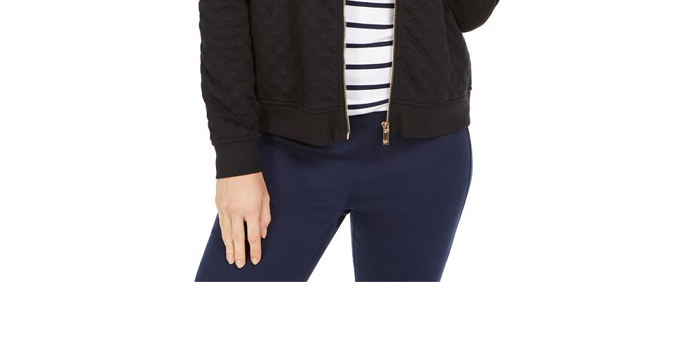 Jaqueta bomber texturizada Charter Club Petite, branca, tamanho pequeno