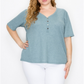 Camiseta Henley Plus Size Térmica com Decote em V Azul Tamanho 2X