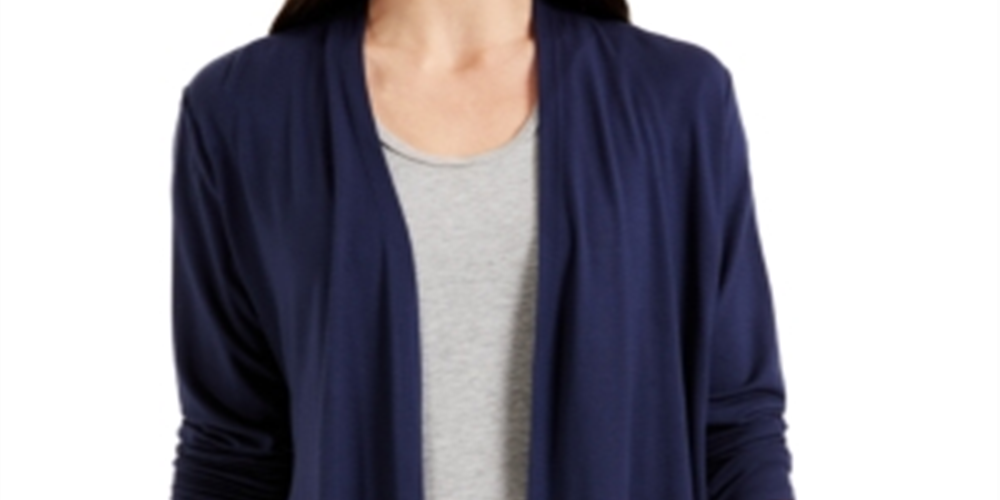 Karen Scott Petite Jersey Knit Cardigan Azul Tamanho PXL