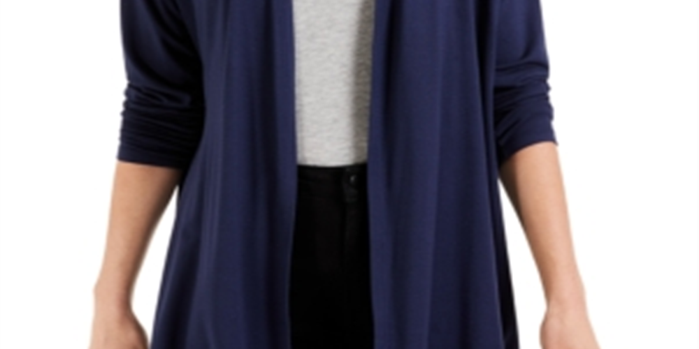 Karen Scott Petite Jersey Knit Cardigan Azul Tamanho PXL