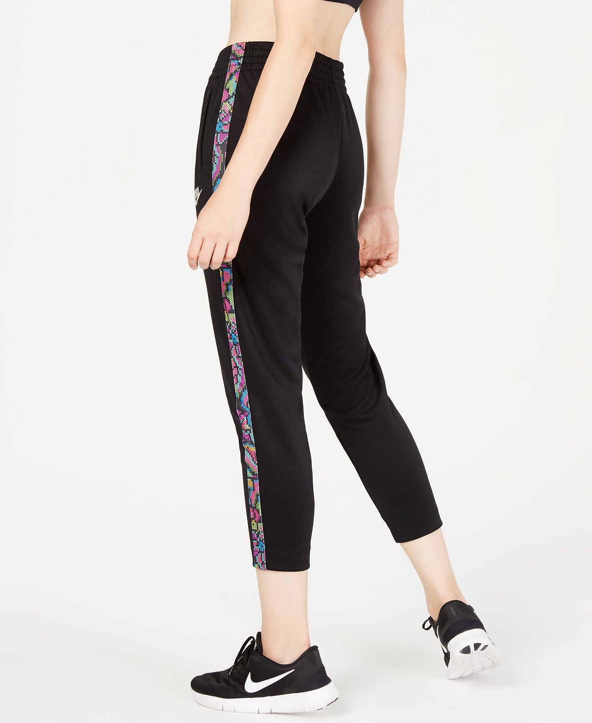 Calça Nike Sportswear Feminina Estampada Listrada Cintura Alta Preta Tamanho XS