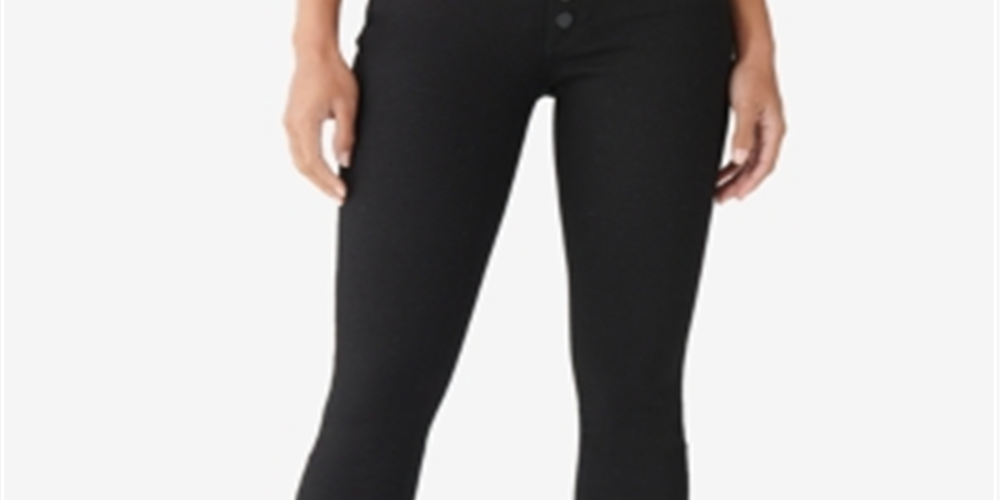 Calça jeans skinny feminina Lucky Brand Ava com botões expostos, preta, tamanho 31