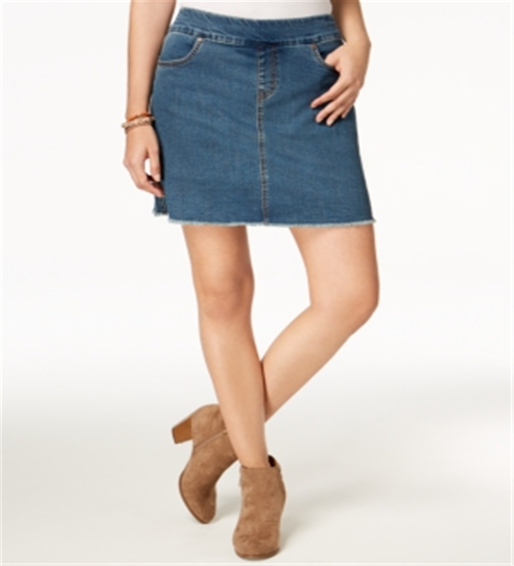 Saia-calça jeans desfiada estilo &amp; co, azul, tamanho grande