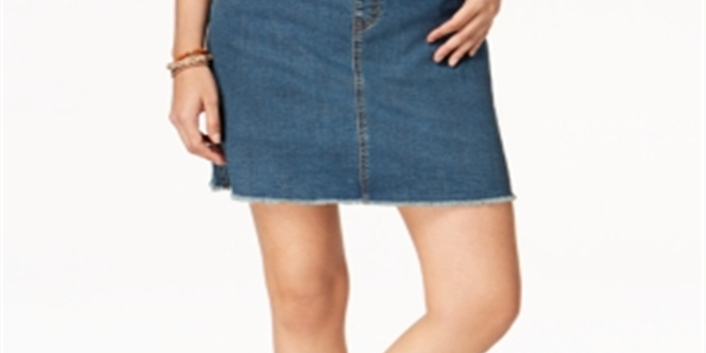 Saia-calça jeans desfiada estilo &amp; co, azul, tamanho grande