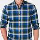 Camisa de flanela xadrez de algodão escovado e elástico masculina Club Room - marrom escuro, tamanho GG