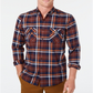 Camisa de flanela xadrez de algodão escovado e elástico masculina Club Room - marrom escuro, tamanho GG