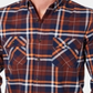 Camisa de flanela xadrez de algodão escovado e elástico masculina Club Room - marrom escuro, tamanho GG