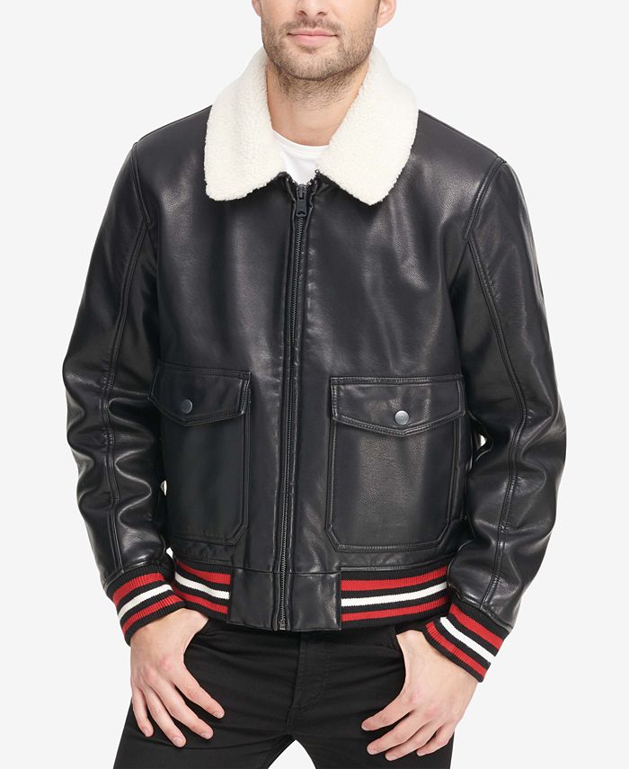 Jaqueta bomber masculina moderna americana de couro sintético, preta, tamanho médio