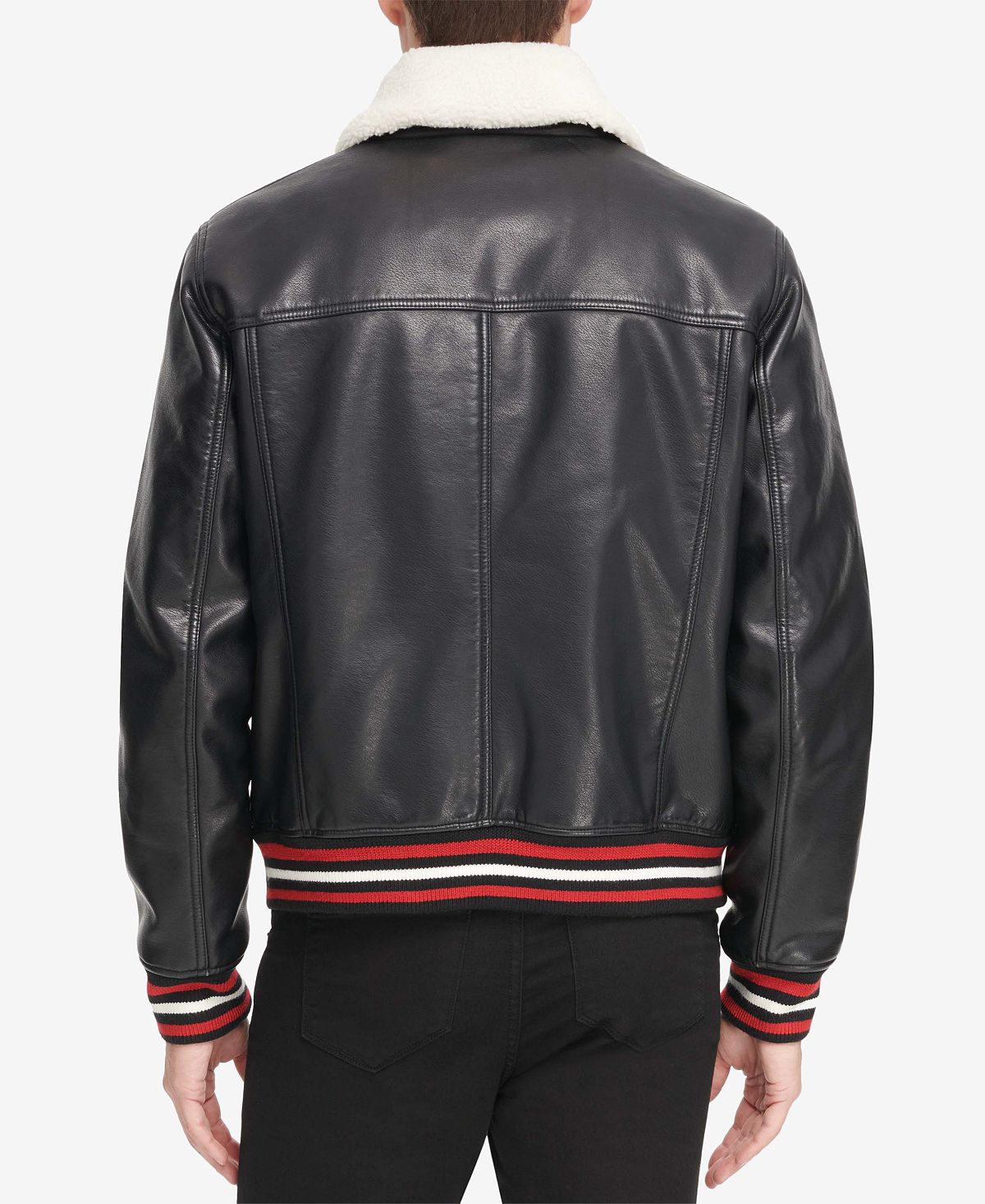 Jaqueta bomber masculina moderna americana de couro sintético, preta, tamanho médio