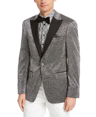 Tallia Slim Fit smoking masculino prateado tamanho 40