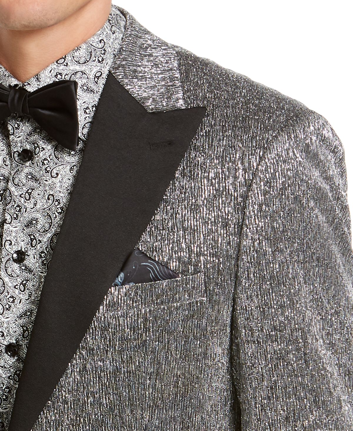 Tallia Slim Fit smoking masculino prateado tamanho 40