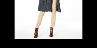 Cole Haan Anoraques e Parkas Femininos Graphite Down Fuzzy Hood Verde Tamanho 2XL