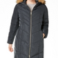 Cole Haan Anoraques e Parkas Femininos Graphite Down Fuzzy Hood Verde Tamanho 2XL