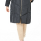 Cole Haan Anoraques e Parkas Femininos Graphite Down Fuzzy Hood Verde Tamanho 2XL