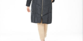 Cole Haan Anoraques e Parkas Femininos Graphite Down Fuzzy Hood Verde Tamanho 2XL