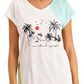 Camiseta feminina estilo &amp; co com estampa tie-dye e escape de fim de semana, branca, tamanho médio