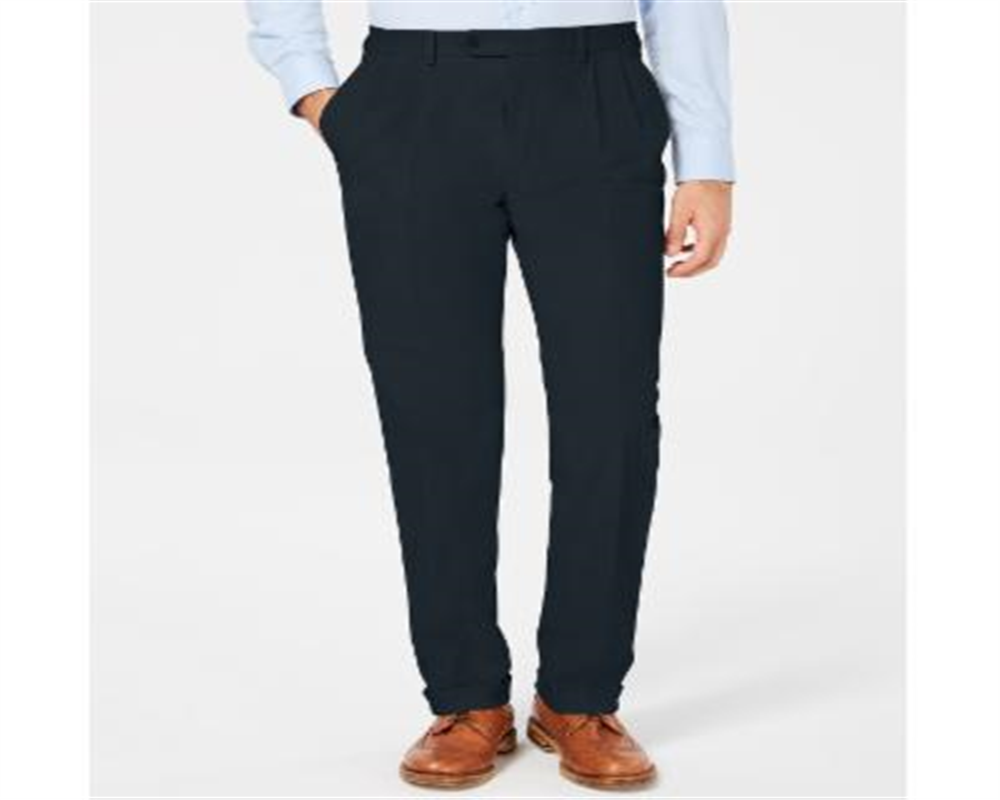 Calça Ralph Lauren Masculina Plissada Reta em Mistura de Algodão Azul Tamanho 38X30