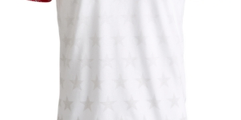 Camiseta masculina American Rag com estampa de estrelas e blocos de cores, branca, tamanho médio