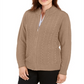 Karen Scott Cardigan Feminino de Tricô com Zíper Marrom Tamanho M