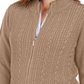 Karen Scott Cardigan Feminino de Tricô com Zíper Marrom Tamanho M
