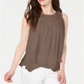 Estilo &amp; Co Feminino Renda Acabamento Swing Shell Marrom Tamanho Grande