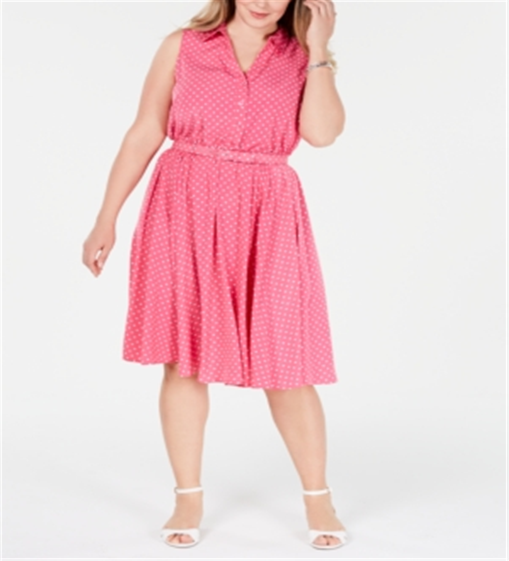 Vestido-camisa plus size feminino Charter Club com bolinhas e sem mangas - rosa, tamanho 20W