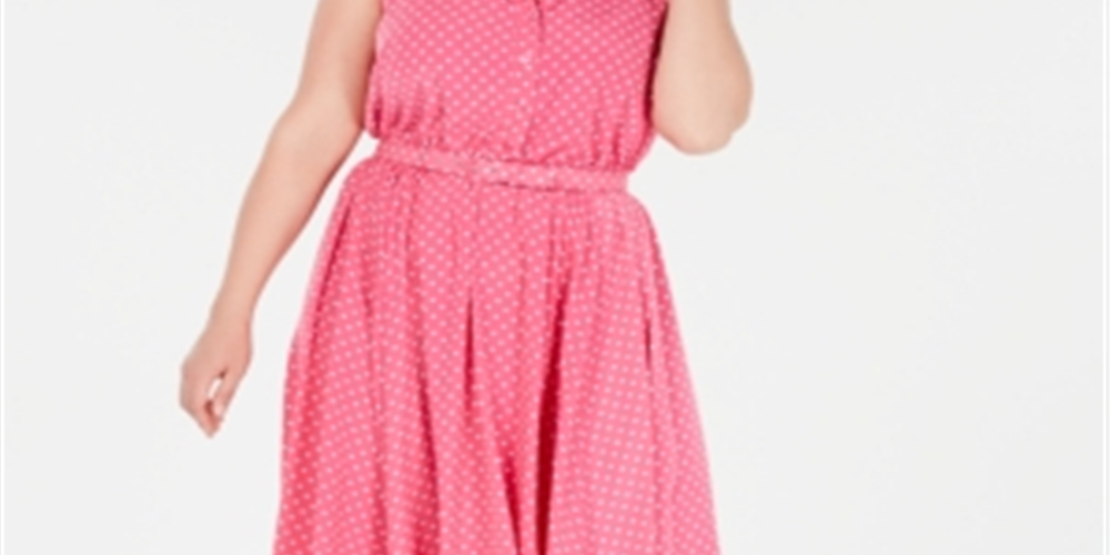 Vestido-camisa plus size feminino Charter Club com bolinhas e sem mangas - rosa, tamanho 20W
