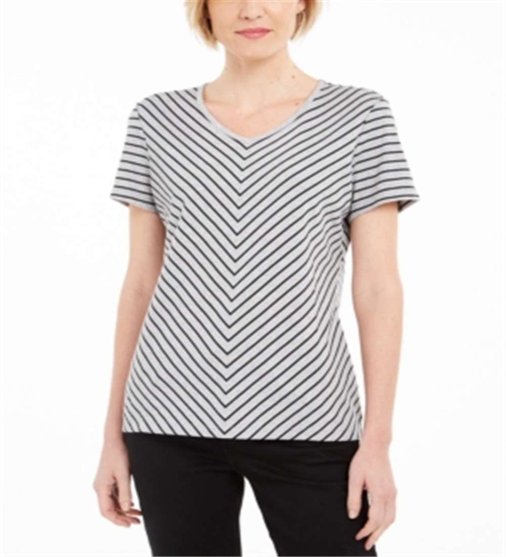 Karen Scott Blusa Listrada Feminina Cinza Tamanho Médio